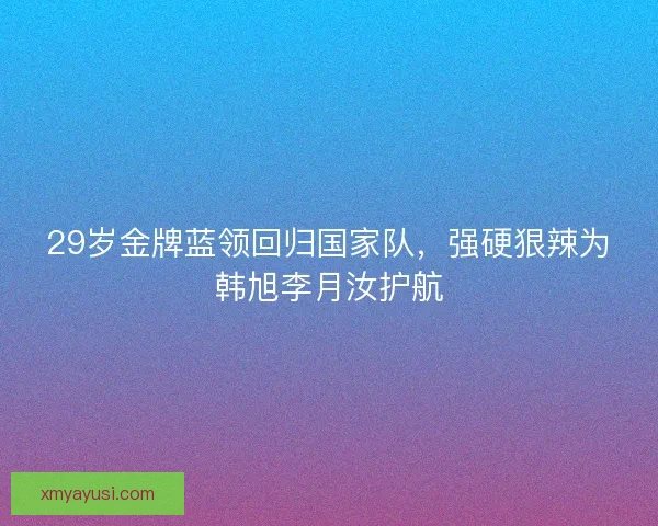 29岁金牌蓝领回归国家队，强硬狠辣为韩旭李月汝护航