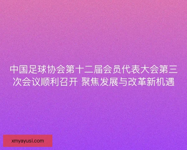 中国足球协会第十二届会员代表大会第三次会议顺利召开 聚焦发展与改革新机遇