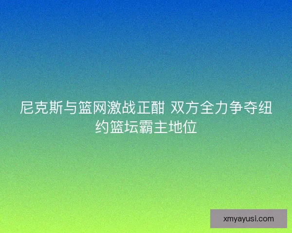 尼克斯与篮网激战正酣 双方全力争夺纽约篮坛霸主地位